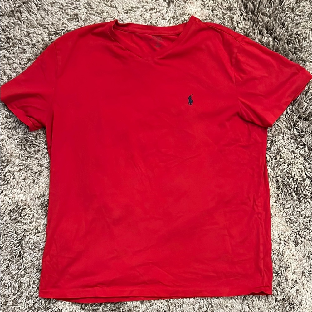 Polo by Ralph Lauren Men's Classic Red V-Neck Tee